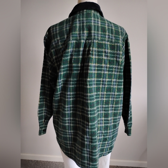 Victoria Jones Woman Flannel Plaid Embroidered Ice Skate Velvet Shirt Size 1X - Picture 7 of 13